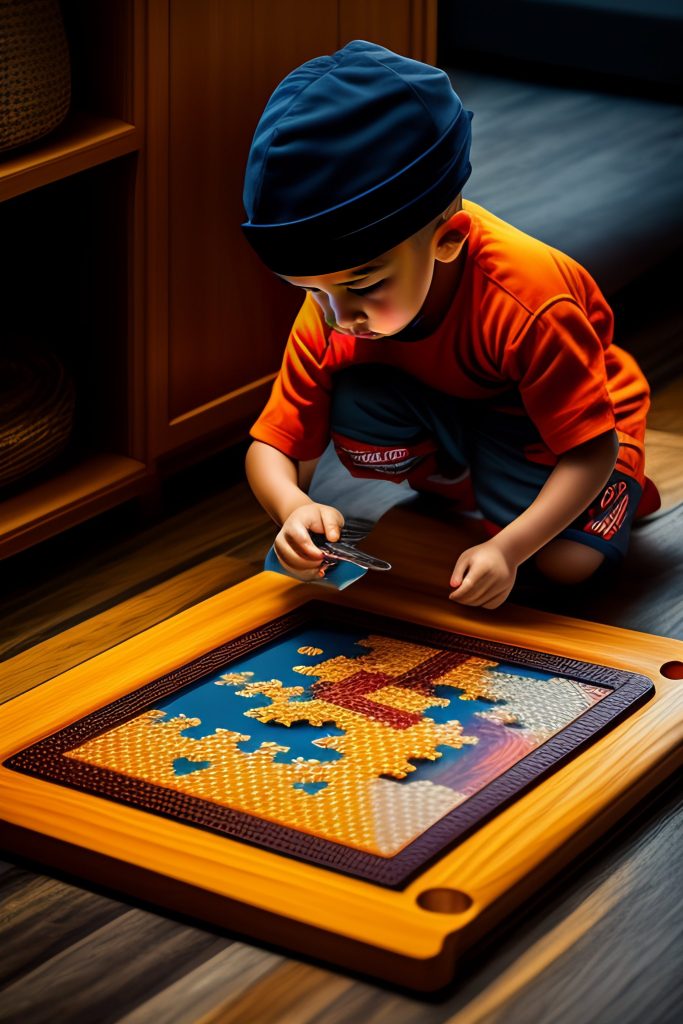 a ninja finishing a jigsaw puzzle